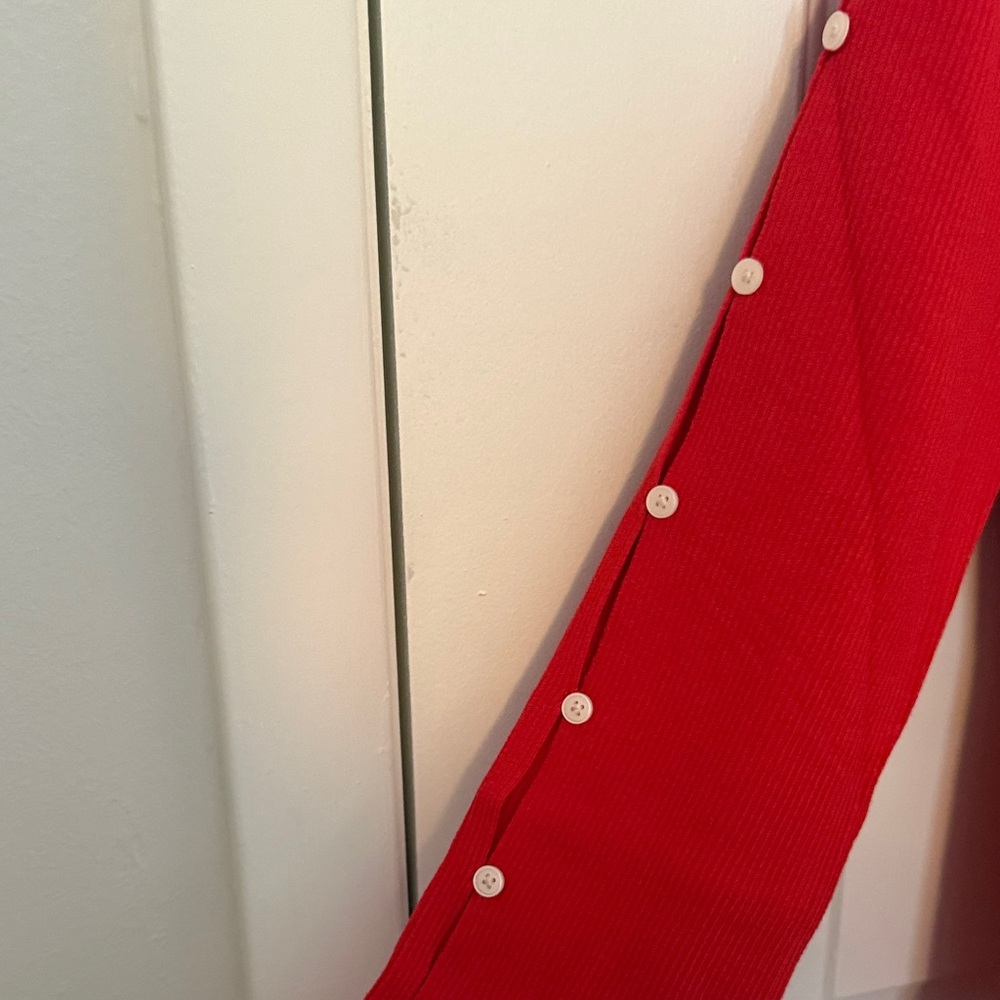 LOFT Vibrant Red Sweater with Button Accents - Picture 5 of 6